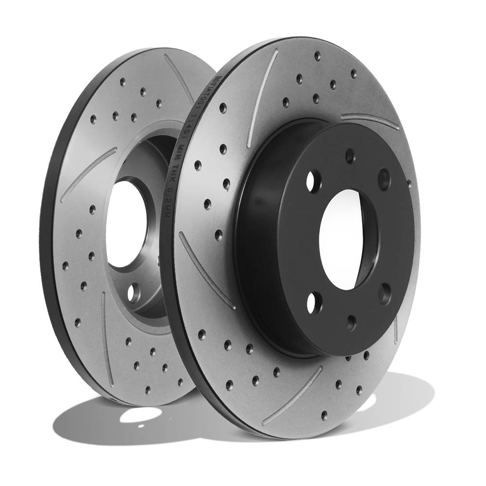 Rear Drilled Grooved 240mm Brake Discs – Fiat 500 Abarth 500 595 695 2008+