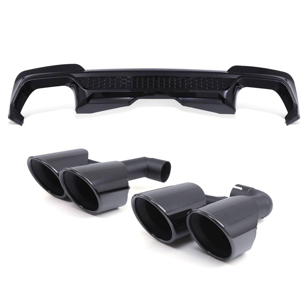X3M Style Rear Diffuser Gloss Black & Tail Pipes – BMW X3 25i G01 Pre-LCI 17-21-Gravity Performance