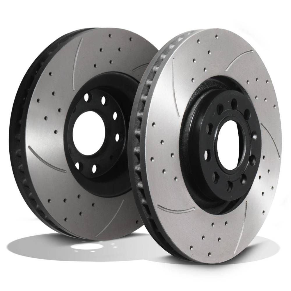 Front Drilled Grooved 320mm Brake Discs – Audi A4 Avant 1.8T 2.0 2.5 TDI 04-08-Gravity Performance