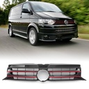 Gloss Black Badged Front Bumper Grille Red Trim – VW Transporter T5.1 09-15-Gravity Performance