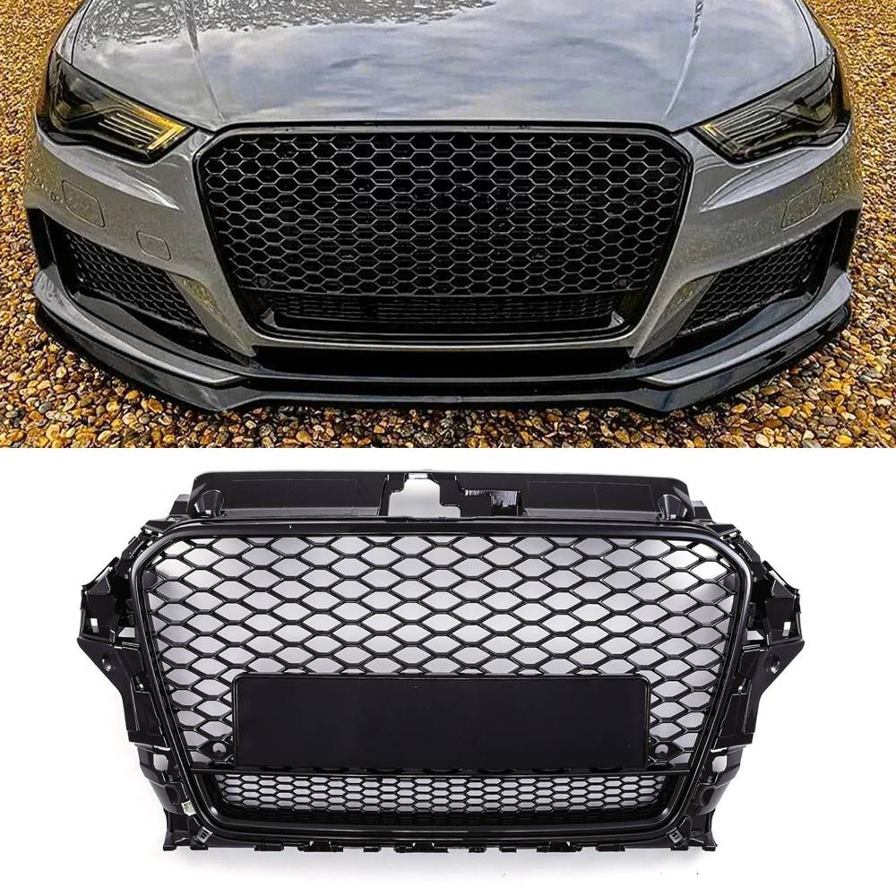 RS3 Quattro Style Front Honeycomb Grille Black – Audi A3 8V 13-16-Gravity Performance