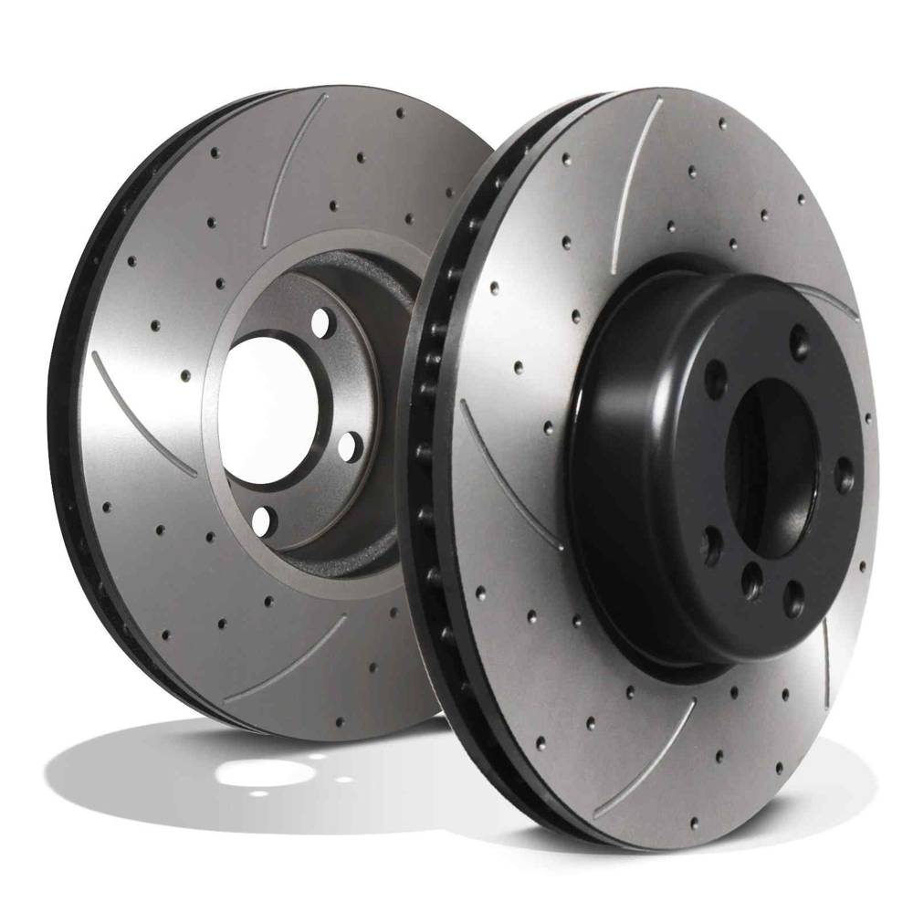 Front Drilled Grooved 345mm Brake Discs – BMW 1 Series M135i M140i F20 F21 11-19-Gravity Performance