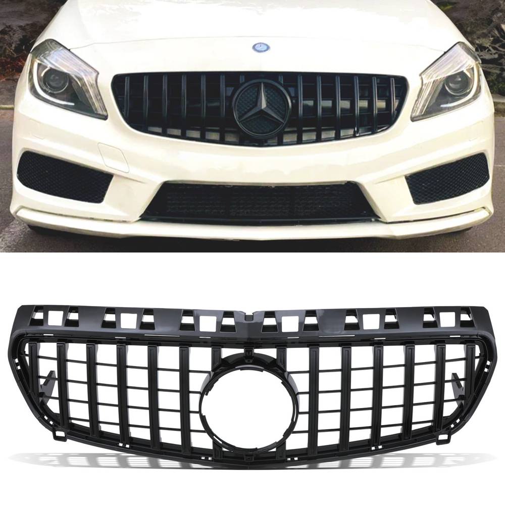 Panamericana GTR Style Gloss Black Front Grille – Mercedes Benz A Class W176 13-15-Gravity Performance