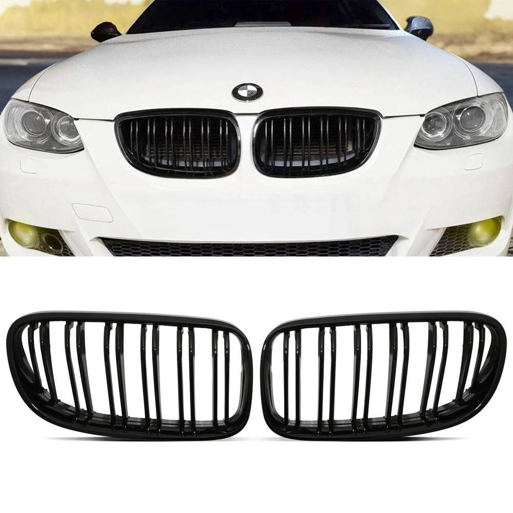 Gloss Black Front Kidney Grilles – BMW 3 Series E92 06-09-Gravity Performance