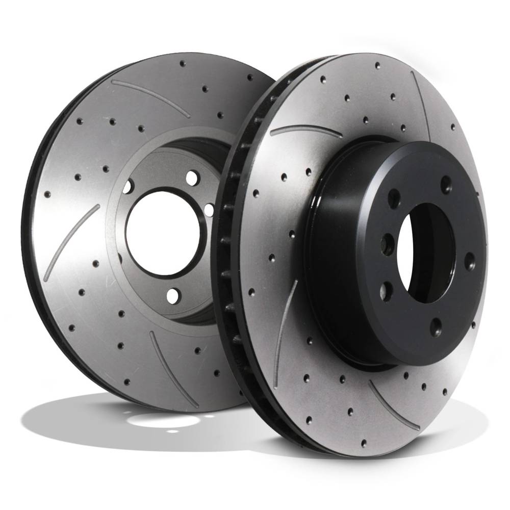 Front Drilled Grooved 324mm Rotordiscs Brake Discs – BMW 7 Series E38 740I V8-Gravity Performance