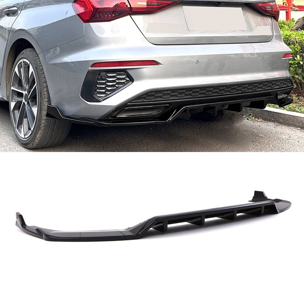 Rear Diffuser Gloss Black – Audi A3 S3 Saloon 8Y 2020+-Gravity Performance