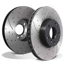 Front Drilled Grooved 332mm Brake Discs – BMW X5 E53 00-06-Gravity Performance