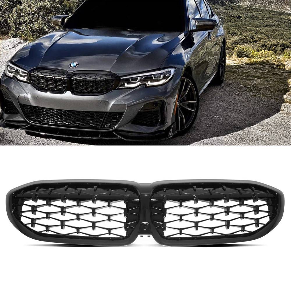 Gloss Black Diamond Kidney Grille – BMW 3 Series G20 G21 19-21-Gravity Performance