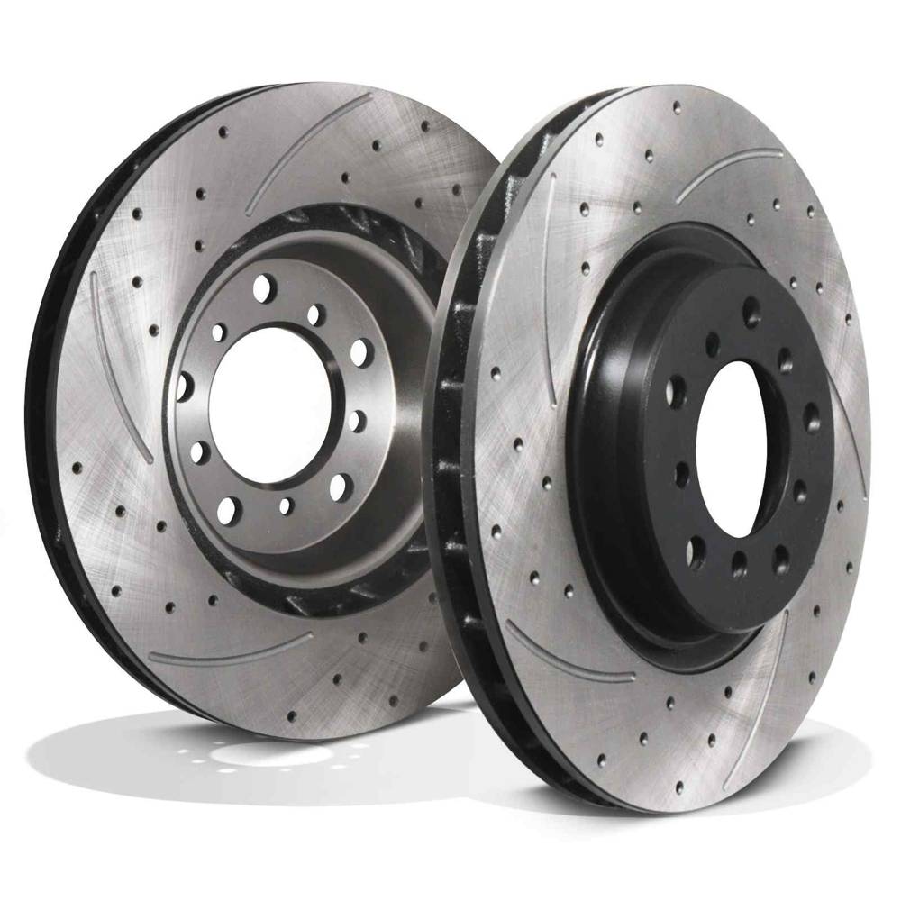 Front Drilled Grooved 325mm Brake Discs – BMW 3 Series E46 M3 3.2 00-06-Gravity Performance