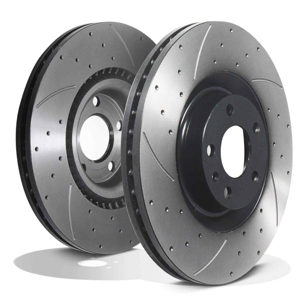 Front Drilled Grooved 345mm Brake Discs – Audi A4 S4 Quattro B6 B7 03-09-Gravity Performance