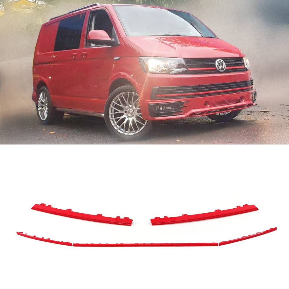 Red 5 Piece Upper & Lower Grille Trims – VW Transporter T6 16-19-Gravity Performance