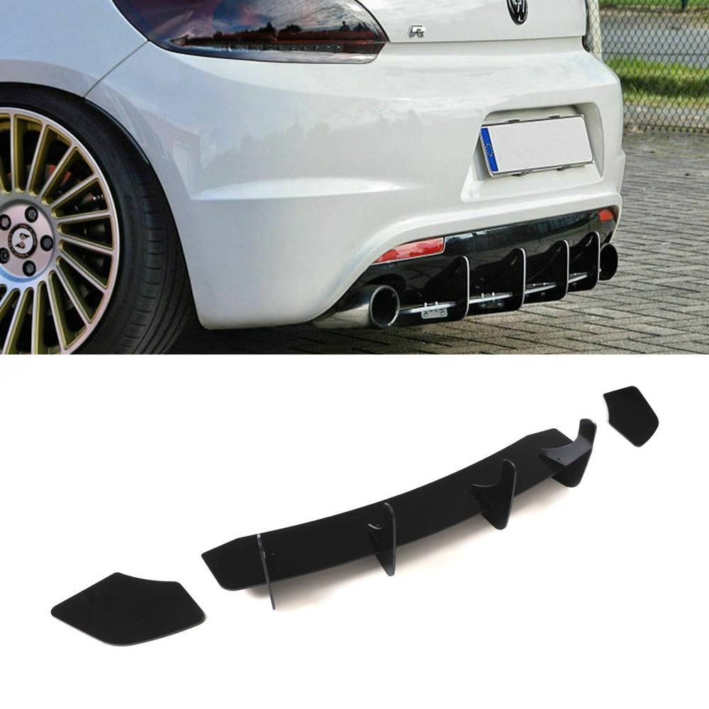 Rear Bumper Diffuser Gloss Black – VW Volkswagen Scirocco R 08-17-Gravity Performance