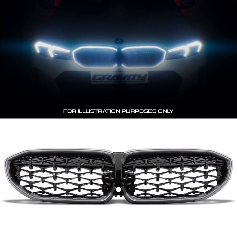 Diamond Style Gloss Black LED Front Grille – BMW 3 Series G20 2019-2022-Gravity Performance
