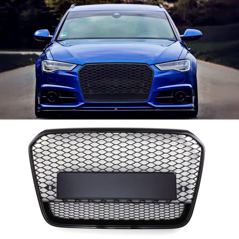 RS5 Style Front Honeycomb Badgeless Grille Black – Audi A6 C7 12-15-Gravity Performance