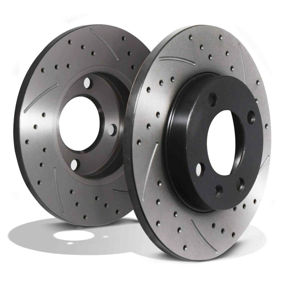 Front Drilled Grooved 239mm Brake Discs – Audi 80 B1 B2 1972+-Gravity Performance