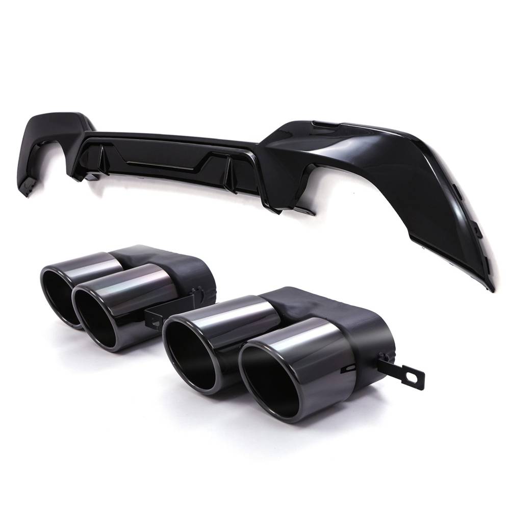 Quad Exhaust Rear Diffuser & Tail Pipes Gloss Black – BMW 3 Series G20 G21 2019-2021-Gravity Performance