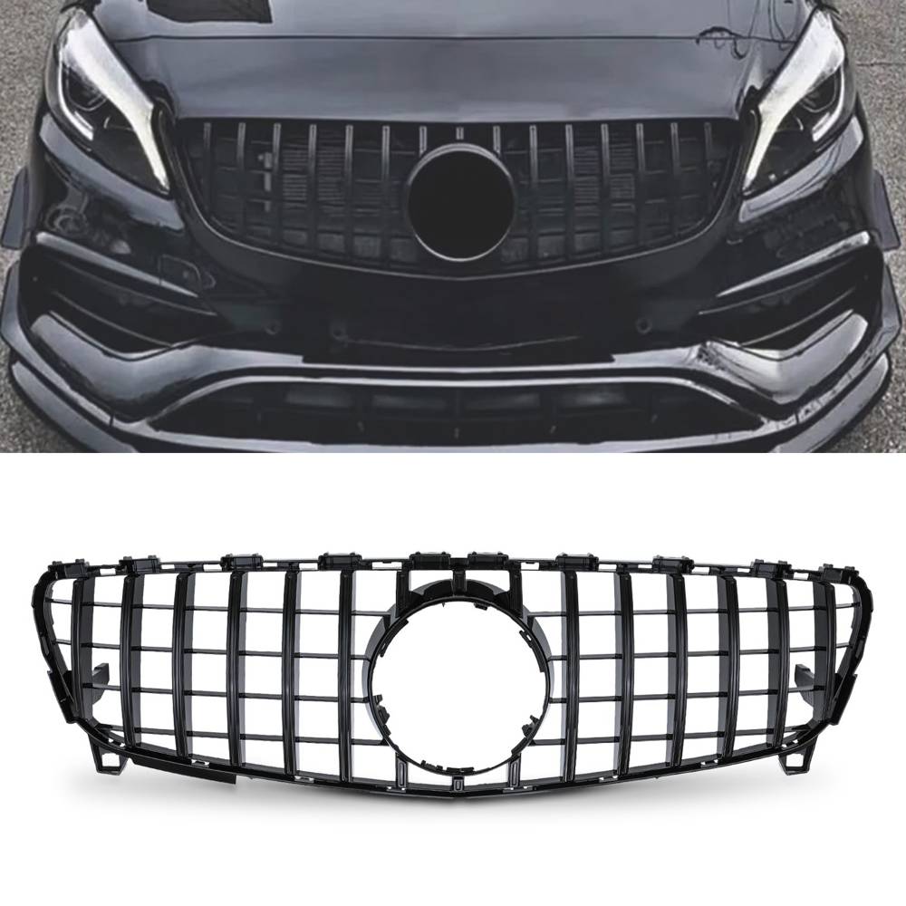 Panamericana GTR Style Gloss Black Front Grille – Mercedes Benz A Class W176 15-18-Gravity Performance