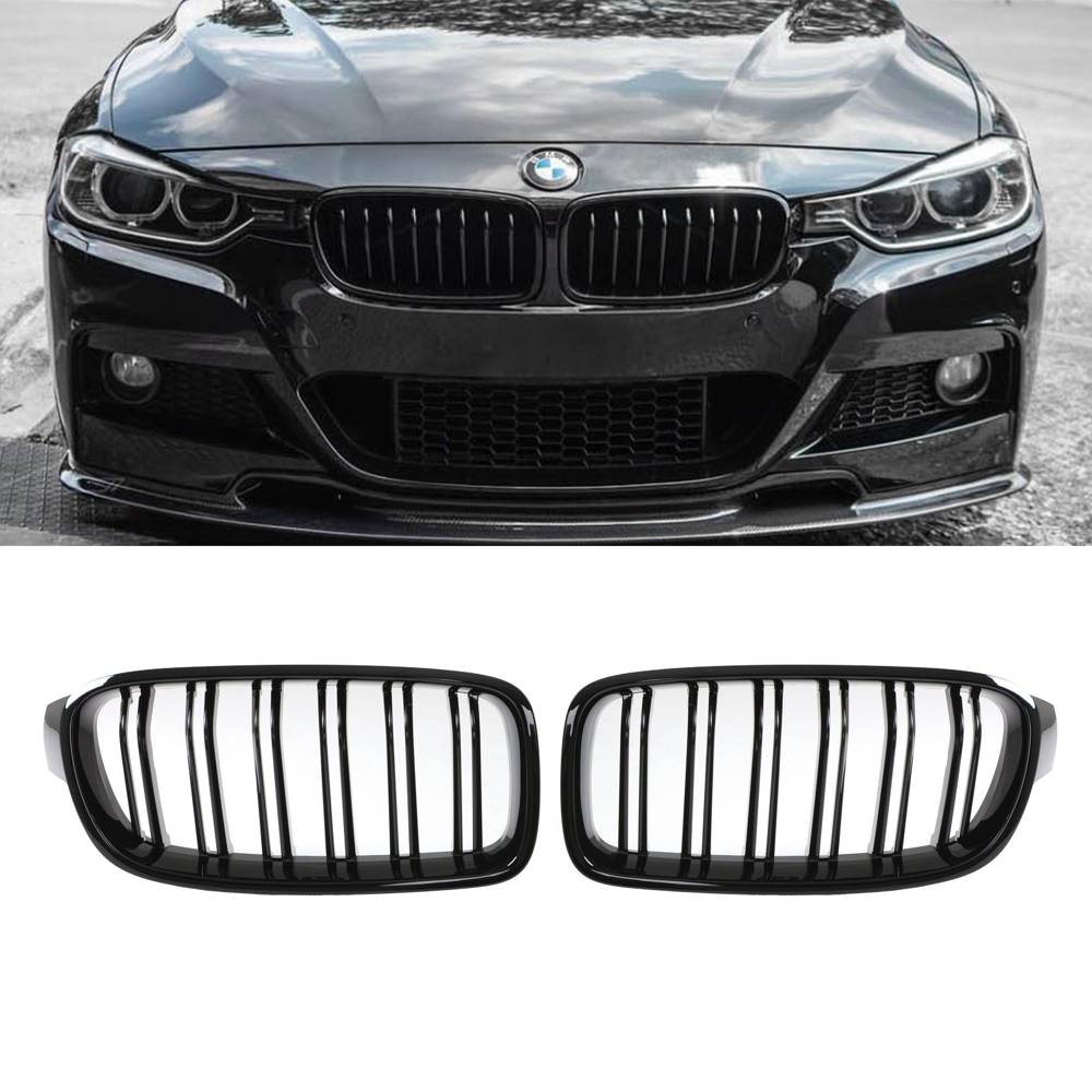 Gloss Black Front Kidney Grilles – BMW 3 Series F30 12-18-Gravity Performance