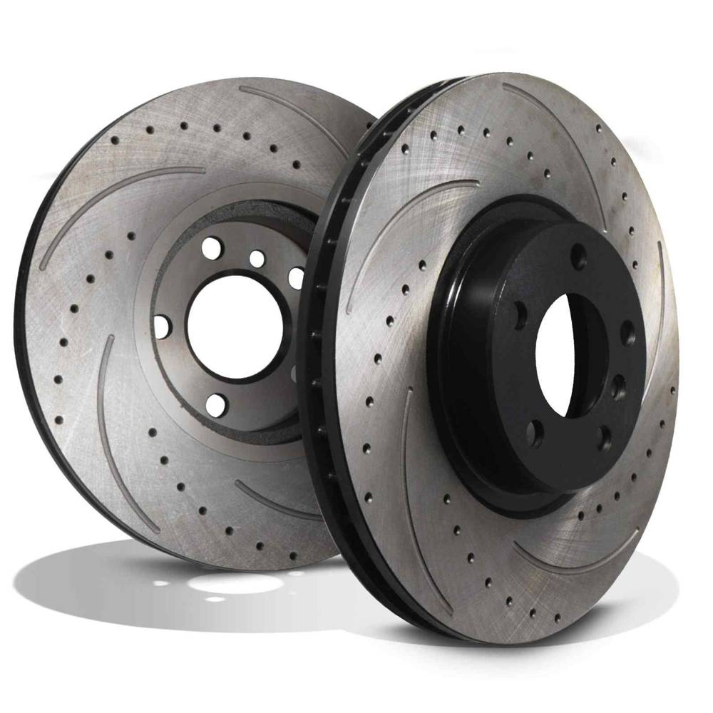 Front Drilled Grooved 348mm Brake Discs – BMW X6 E71 08+-Gravity Performance