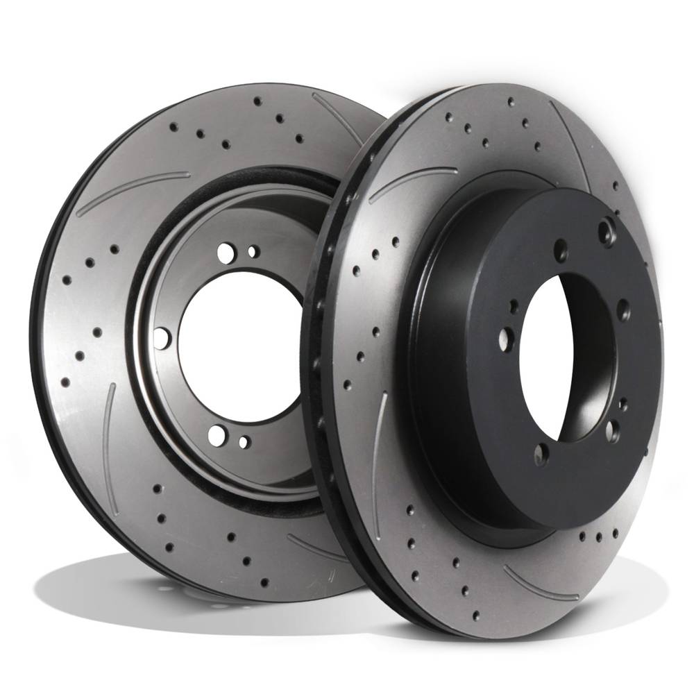 Rear Grooved Drilled 300mm Brake Discs – Mitsubishi Lancer Evolution Evo 99-06-Gravity Performance
