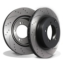 Rear Grooved Drilled 300mm Brake Discs – Mitsubishi Lancer Evolution Evo 99-06-Gravity Performance