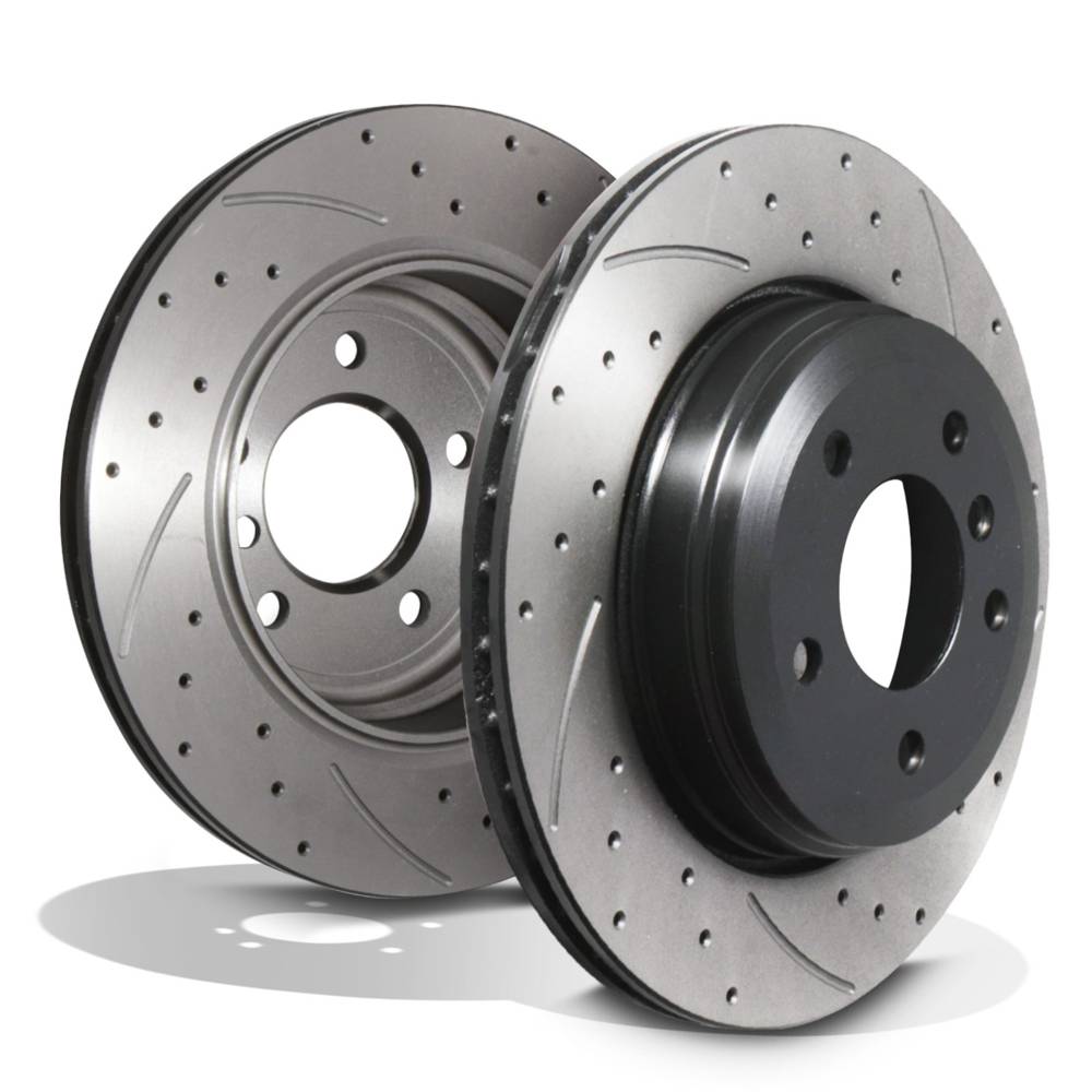 Rear Drilled Grooved 320mm Brake Discs – BMW 5 6 Series 520D 530I 630I 03+-Gravity Performance