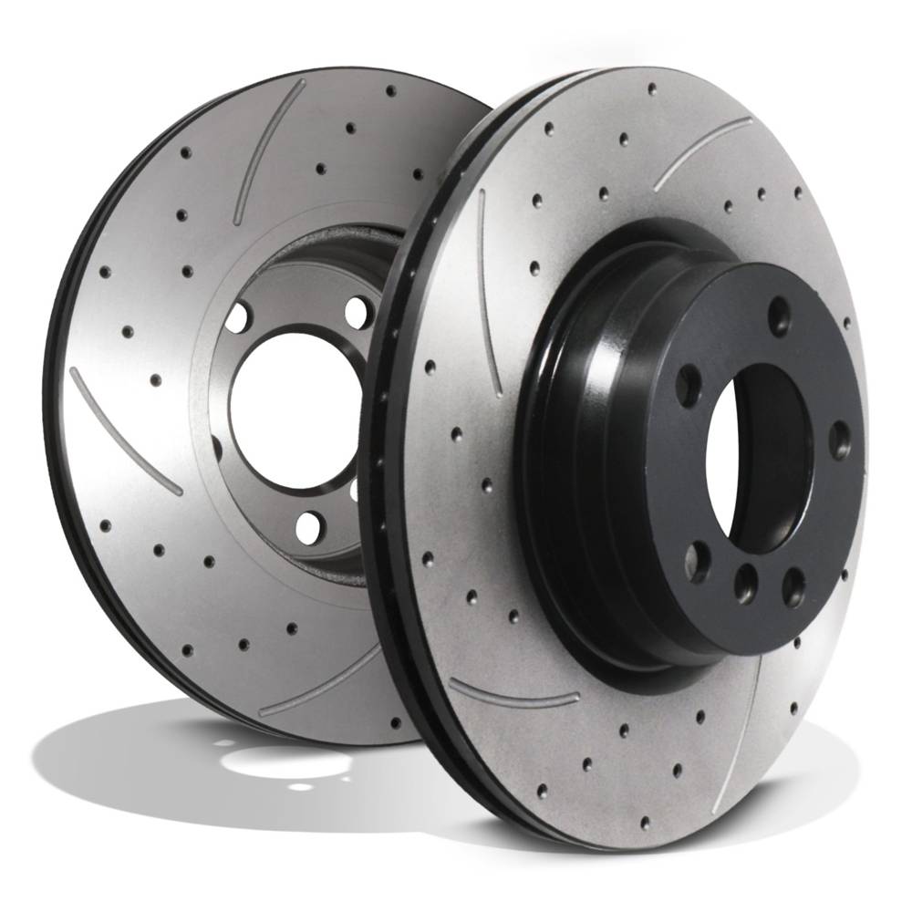 Front Drilled Grooved 330mm Brake Discs – BMW 2 3 4 Series 228 325D 430D 11-20-Gravity Performance