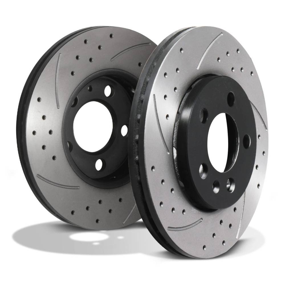 Front Drilled Grooved 256mm Brake Discs – Skoda Fabia Octavia 1.2 1.4 TDI 00+-Gravity Performance