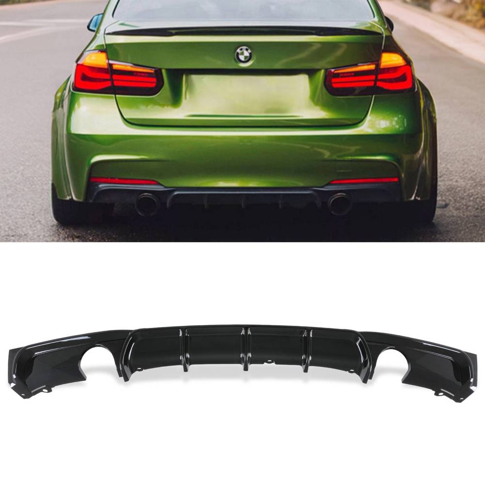 Gloss Black Dual Exit Rear Diffuser – BMW 3 Series F30 12-19-Gravity Performance