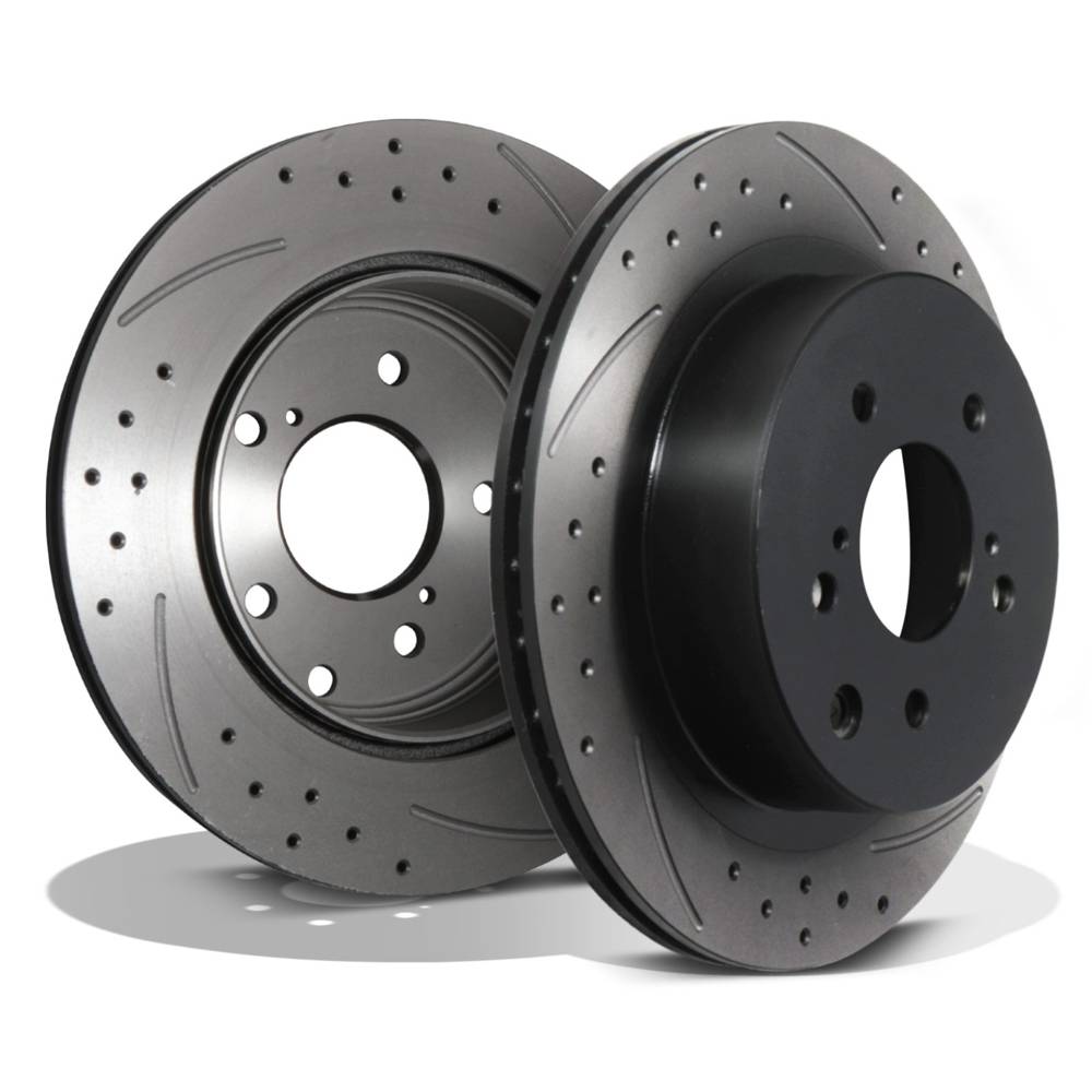 Rear Drilled Grooved 296mm Brake Discs – Nissan Skyline R33 2.5 GTST 93-98-Gravity Performance