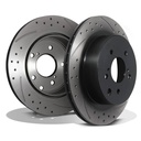 Rear Drilled Grooved 296mm Brake Discs – Nissan Skyline R33 2.5 GTST 93-98-Gravity Performance