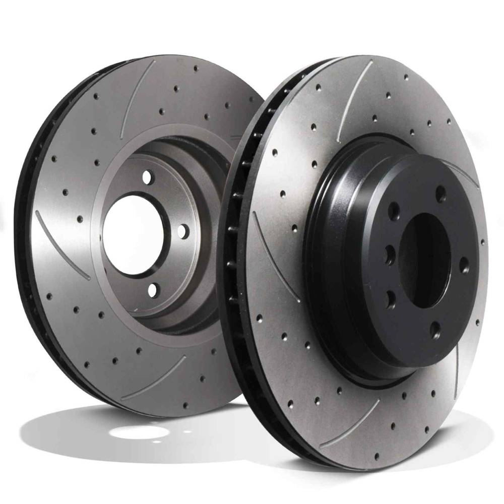Front Drilled Grooved 348mm Brake Discs – BMW 3 Series E90 E91 E92 E93 330 335 06+-Gravity Performance
