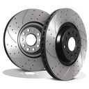 Front Drilled Grooved 340mm Brake Discs – VW Golf MK7 2.0 TDI GTD GTI R 13+-Gravity Performance