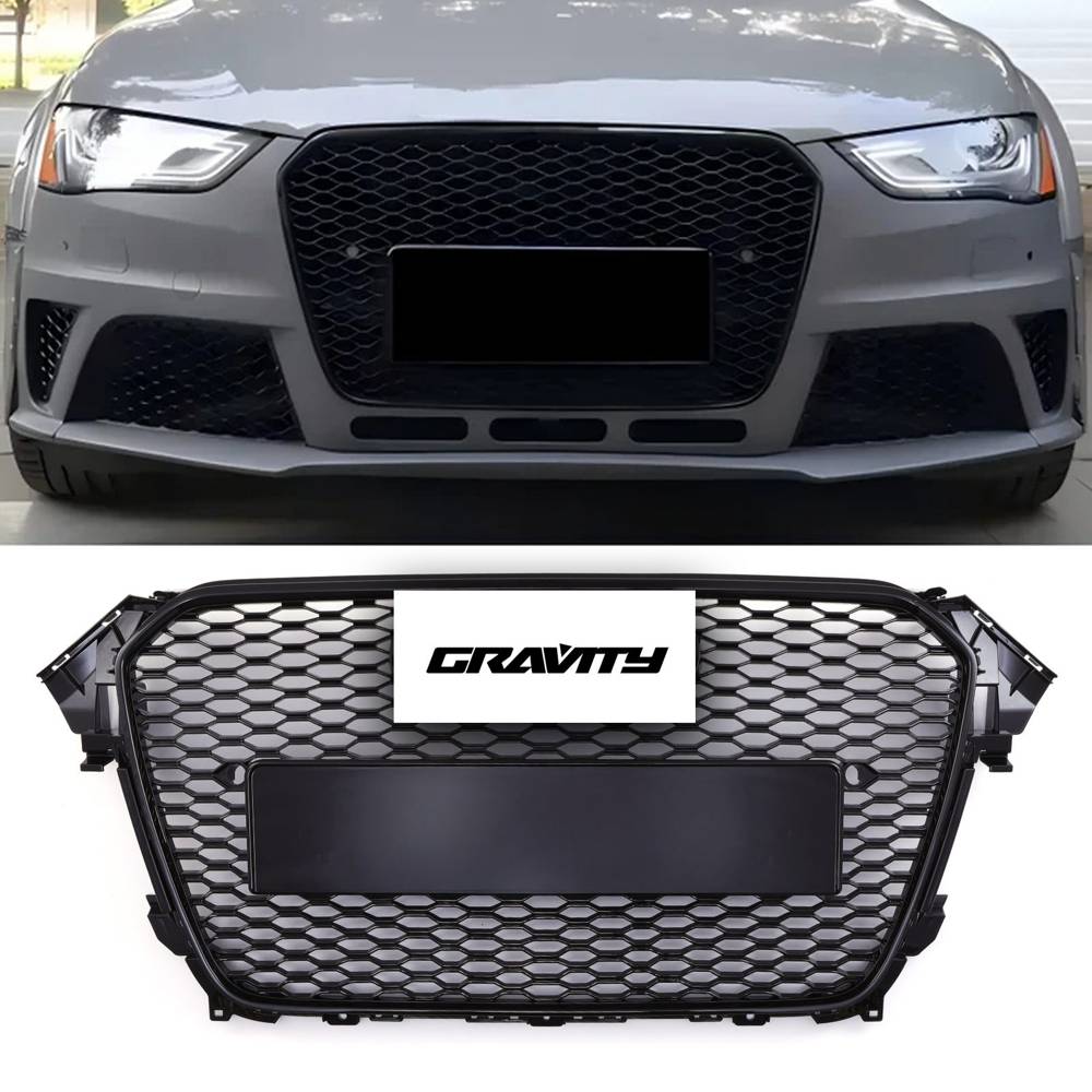 RS4 Style Front Honeycomb Grille Gloss Black – Audi A4 B8.5 13-16-Gravity Performance