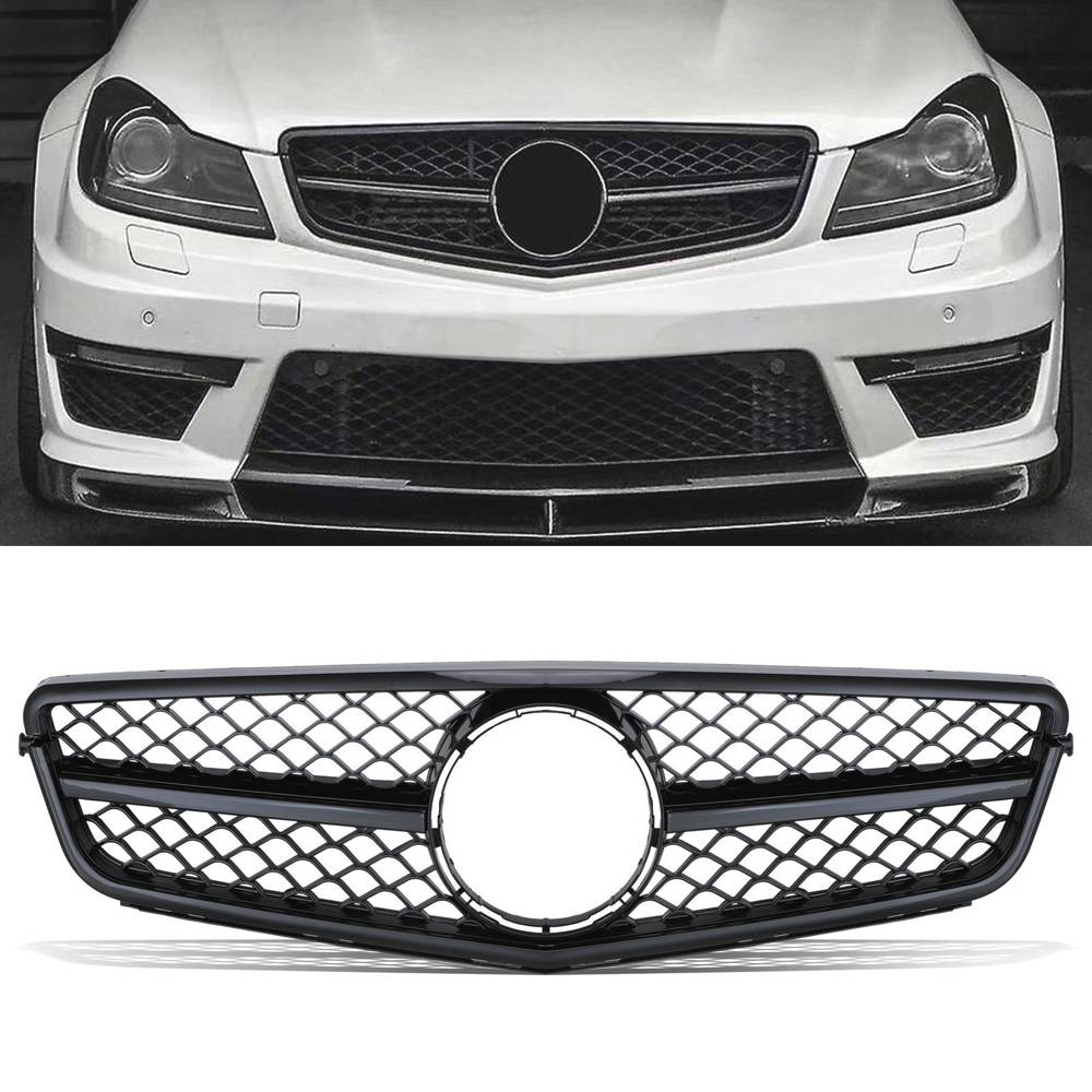 AMG Style Gloss Black Grille – Mercedes C Class S204 07-14-Gravity Performance