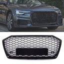 RS6 Style Front Honeycomb Grille Gloss Black – Audi A6 C8 19-24