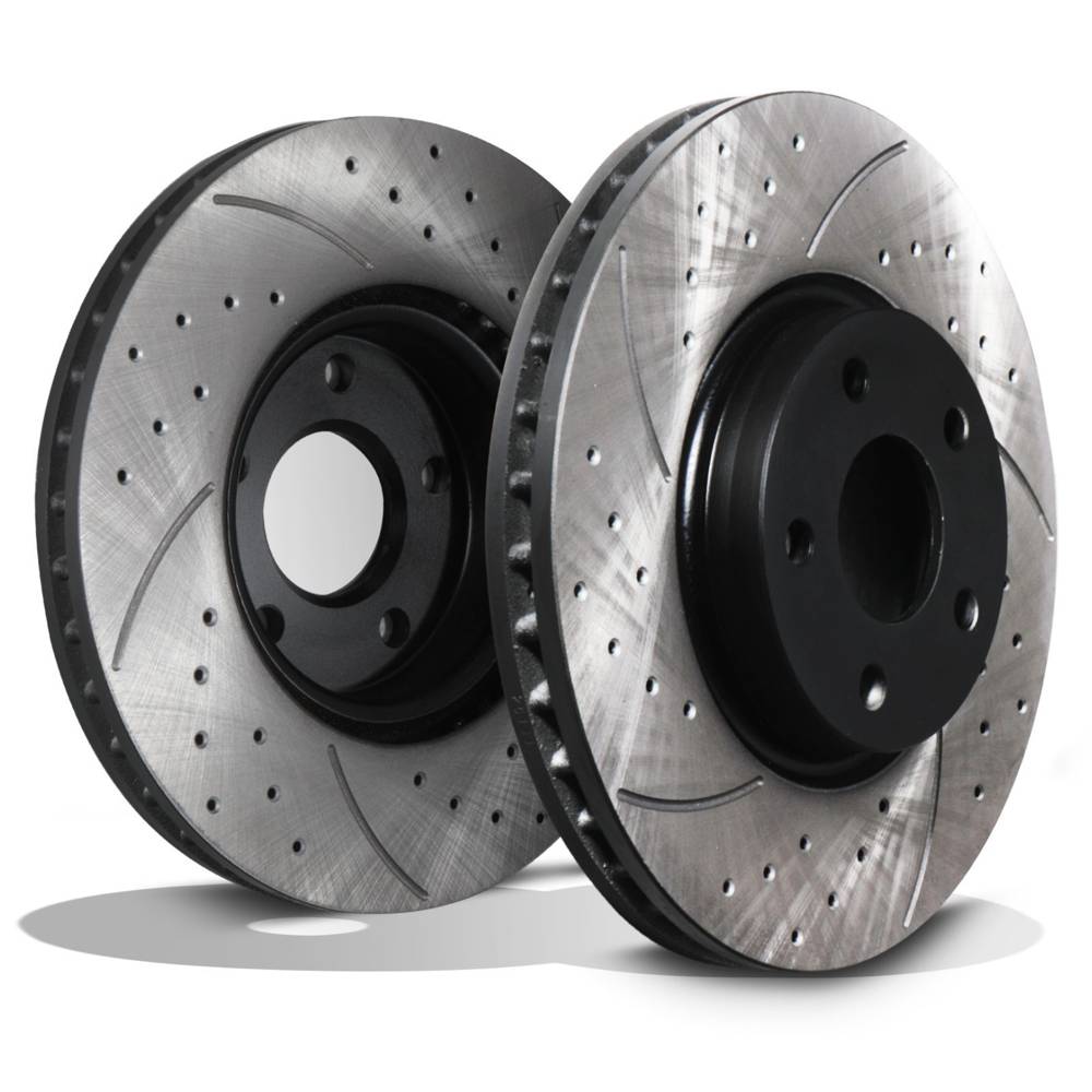 Front Drilled Grooved 300mm Brake Discs – Land Rover Disco Freelander TD4 07+-Gravity Performance