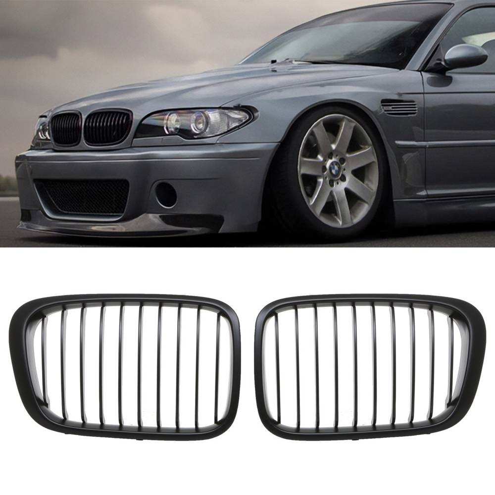 Gloss Black Front Kidney Grilles – BMW 3 Series E46 2 Door 99-01