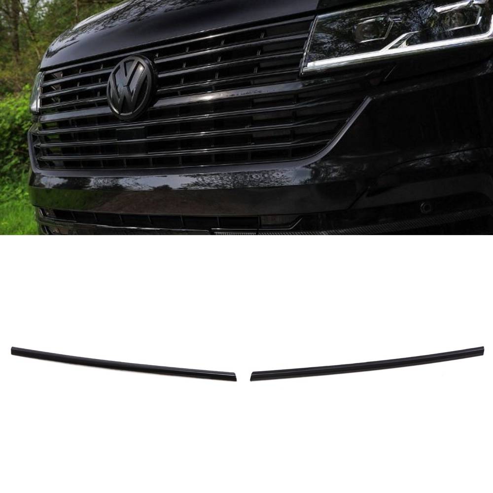 Gloss Black 2 Piece Short Upper Grille Trims – VW Transporter T6.1 19-24-Gravity Performance