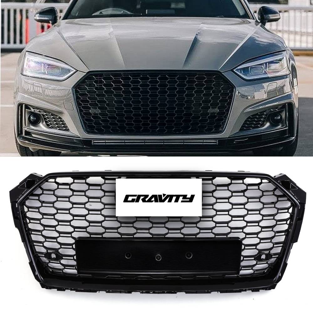 RS5 Style Front Honeycomb Grille Gloss Black – Audi A5 B9 F5 17-20