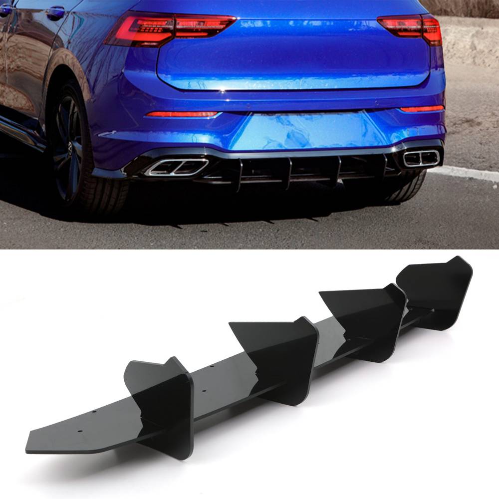 Rear Blade Diffuser Lip Gloss Black – Volkswagen Golf R & R-Line MK8 2020+-Gravity Performance