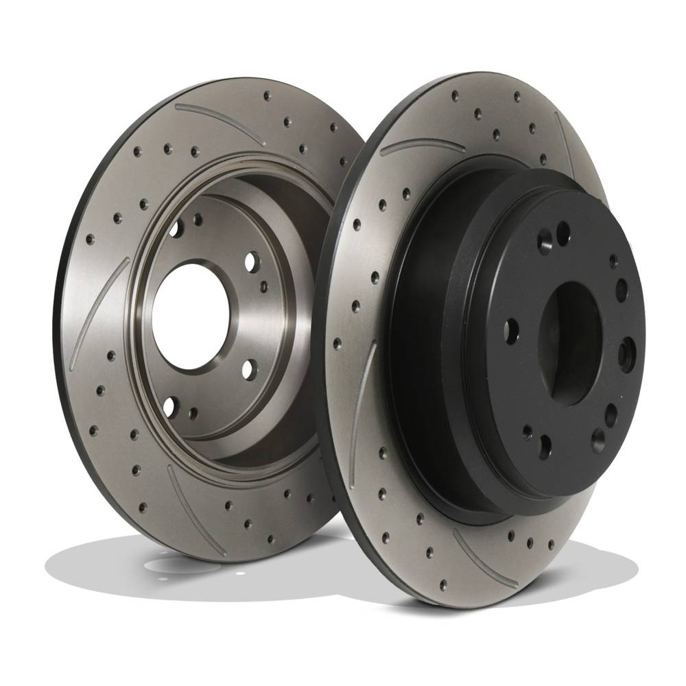 Rear Drilled Grooved Brake Discs 282mm – Honda Accord Tourer 7th Gen 03-08-Gravity Performance