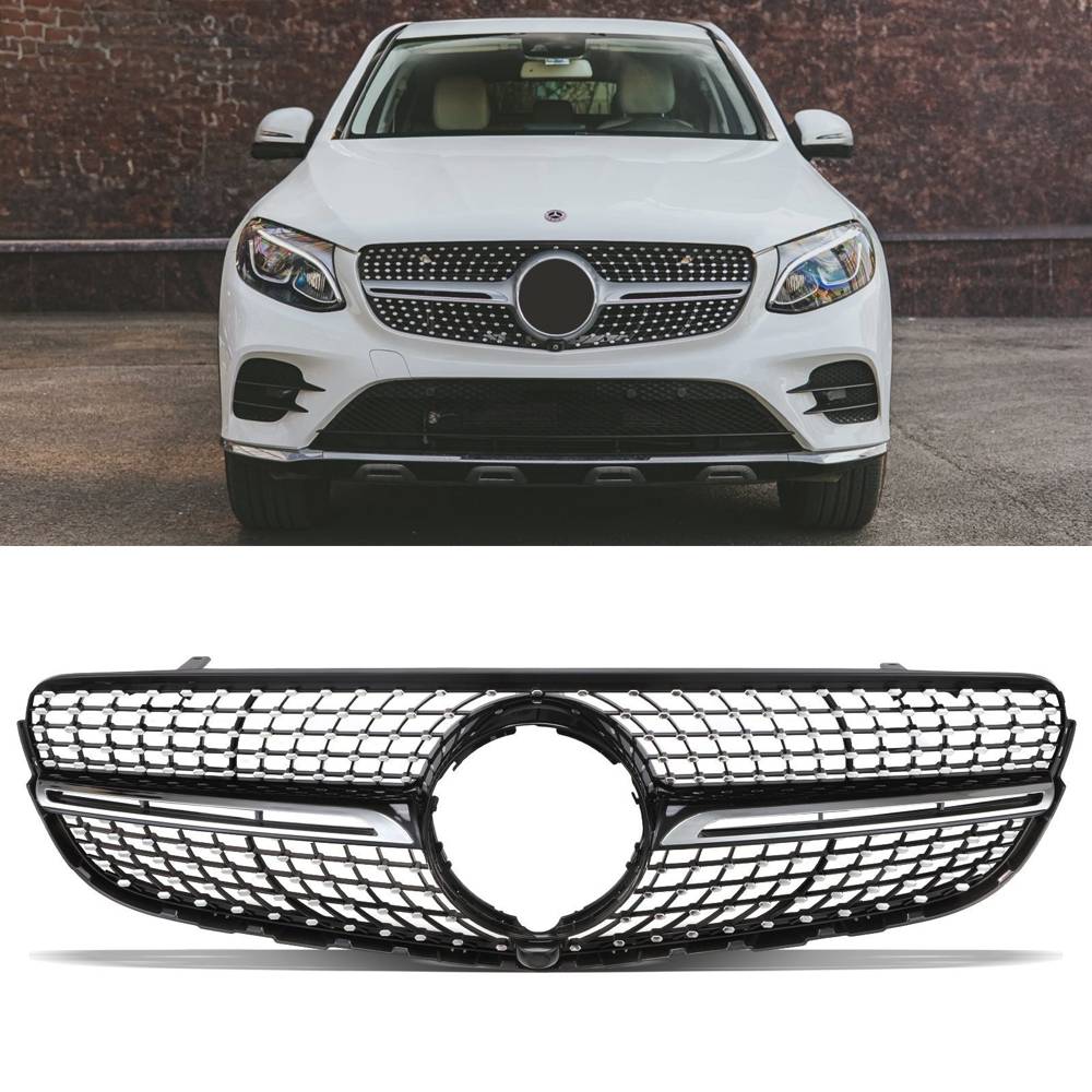 Gloss Black Diamond Style Grille – Mercedes GLC X253 15-19