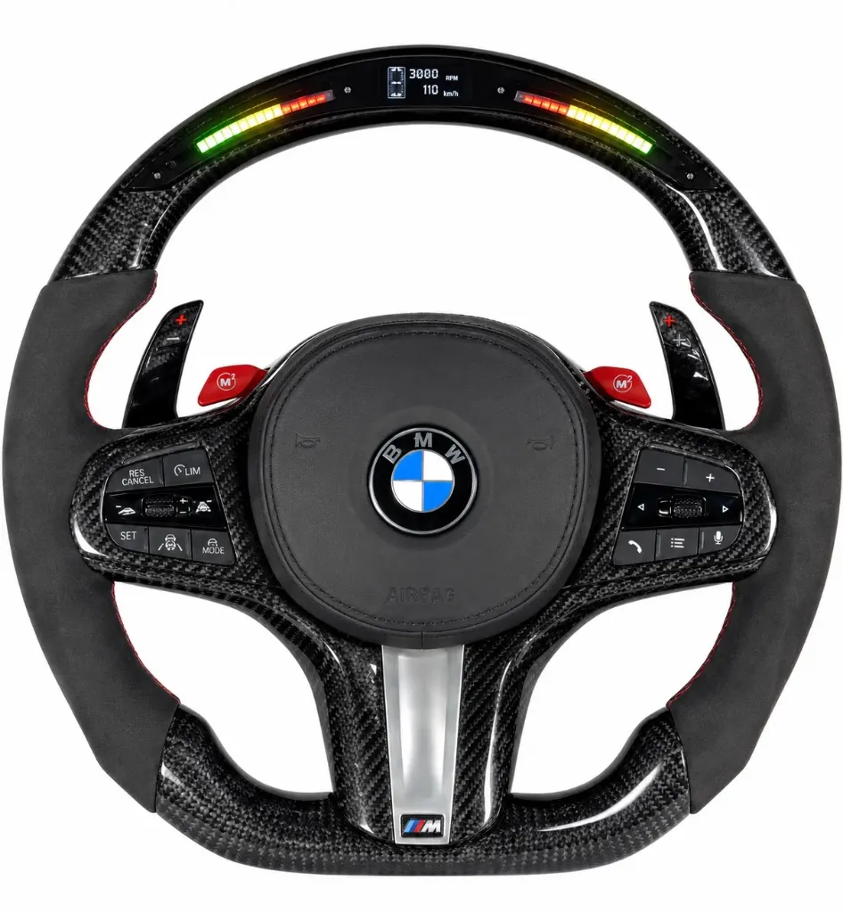 BMW carbon fibre LED steering wheel