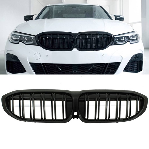 Gloss Black Front Double Kidney Grilles – BMW 3 Series G20 19-22