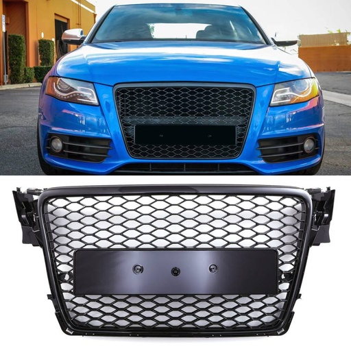 RS4 Style Front Honeycomb Badgeless Grille Black – Audi A4 B8 08-13