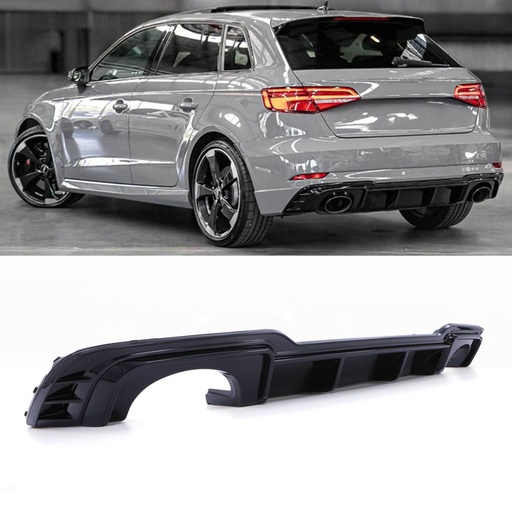 Rear RS3 Style Diffuser Gloss Black – Audi A3 8V S-Line 17-20