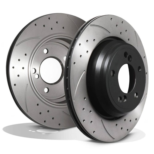 Rear Drilled Grooved 326mm Brake Disc Pair – BMW 3 Series E46 M3 3.2 00-06