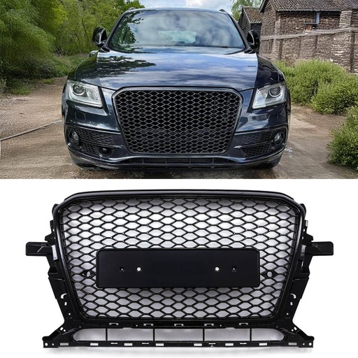 Front SQ5 Style Badgeless Grille Gloss Black – Audi Q5 8R Facelift 13-16