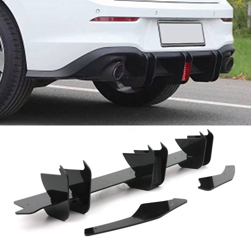 Rear Blade Diffuser with Rain Light Gloss Black – Volkswagen Golf GTI MK8 2020+